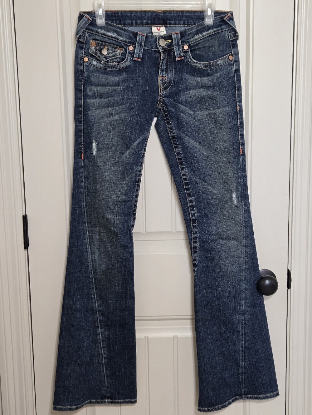 True Religion Vintage 2004 Med Wash Joey Jeans #10-503 Twisted Inseam Sz 28 USA